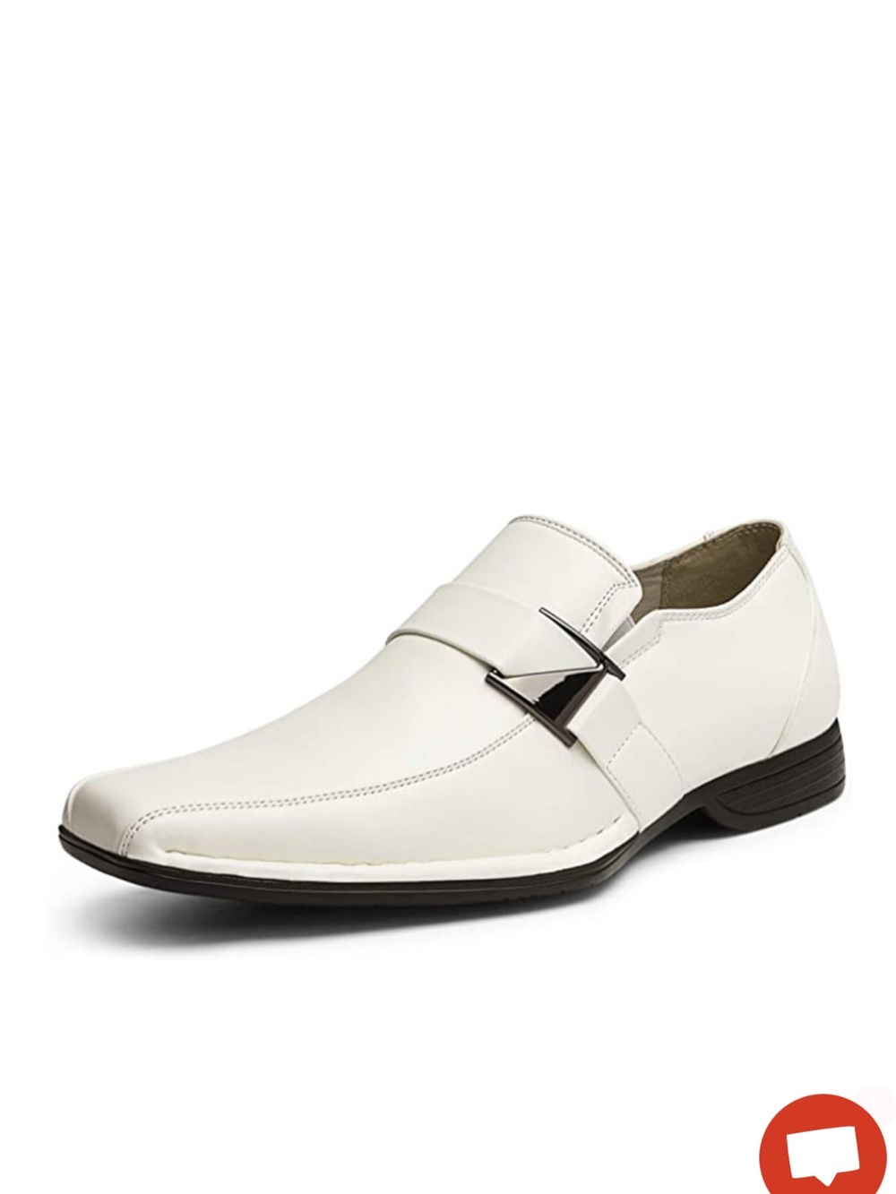 Men's White Slip-On Dress Loafers with Metal Accent